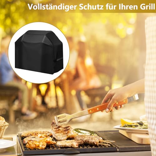 Grillabdeckung 145 x 61 x 117 cm, Grillabdeckung Wetterfest, strapazierfähig, Oxford-Gewebe,Grill abdeckhaube, Winddicht, Staubschutz, reißfest und UV-Schutz, mit Aufbewahrungstasche 6