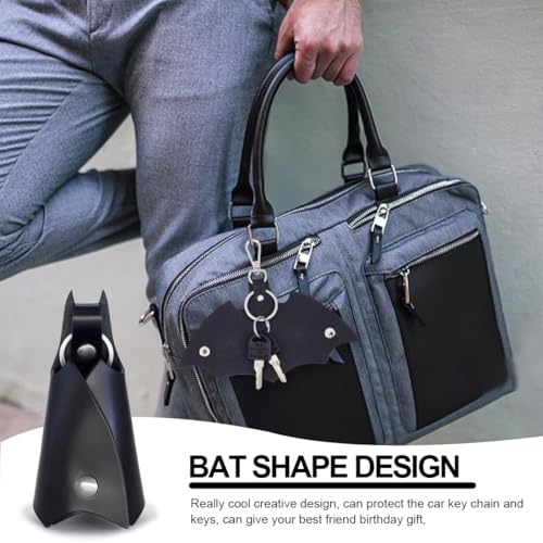 COYUN Batman 2er-Pack Schlüsseltasche aus Leder, Schlüsselmäppchen mit Fledermaus-Design für Auto- und Motorradschlüssel, Schwarz, für Männer, Comic, Batman