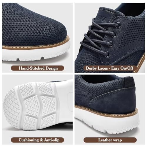 Image of Men's Breathable Mesh Comfortable Business Casual Shoes with Sneakers Design for Long Standing, Office Work, Formal Occasions & Walking Blue