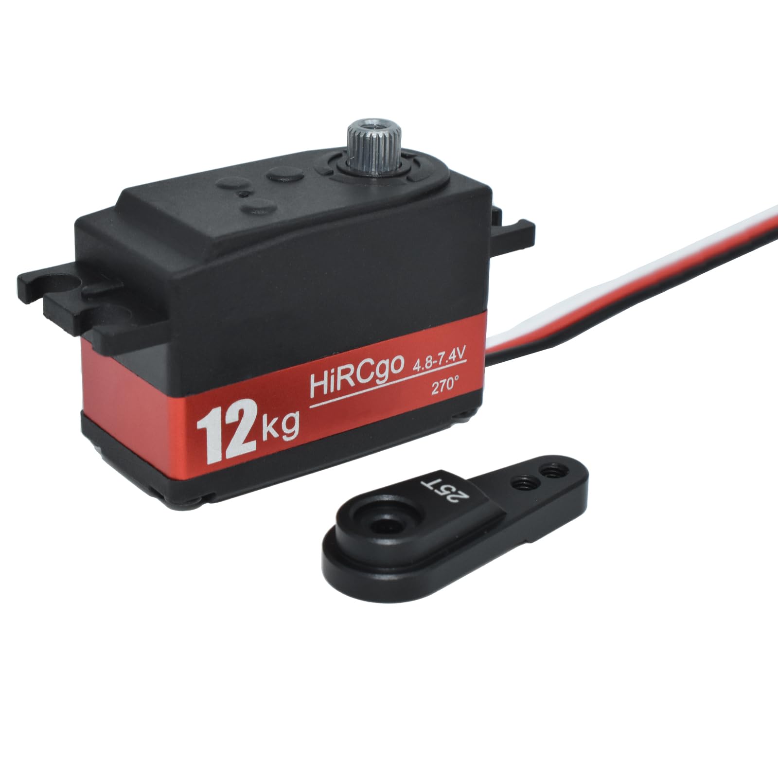 HiRCgo 12KG Low Profile Digital RC Servo Full Metal Gear High Torque High Speed HV Steering Servo+25T Aluminum Reinforced Servo Arm for 1/10 1/12 RC