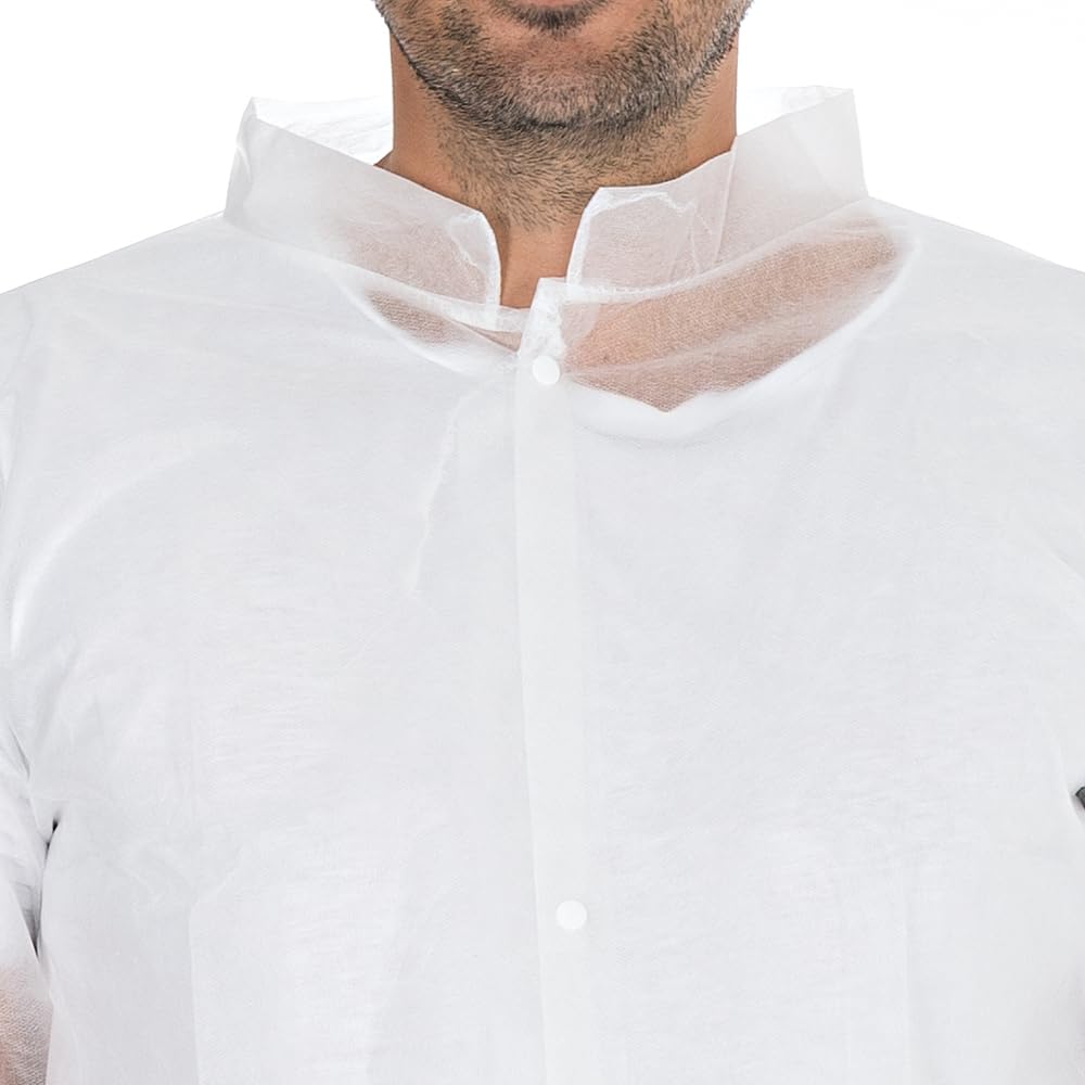 Franz Mensch Hygonorm Besucherkittel Light mit Druckknöpfen, weiß, Gr. XXXL | PP, 100 Stück, Einwegkittel, 110cm x 150cm, Vlieskittel, Krankenkittel Einweg