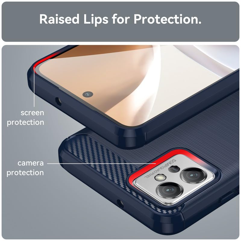 Image of Hybrid Carbon Fiber Back Case for Moto G32 (Blue)