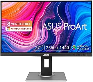 ASUS ProArt Display PA278QV Professional Monitor - 27-inch, IPS, WQHD (2560 x 1440), 100% sRGB, 100% Rec. 709, Color Accuracy ÎE < 2, Calman Verified, ProArt Preset, ProArt Palette