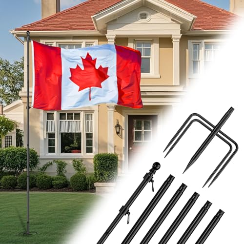 ZMTECH 7 FT Flag Pole with 5Pronges Base in Ground for Yard,Tangle Free Spinning Stainless Steel Flag Pole Kit, Windproof Extra Thick Flag Poles for 4x6 USA Flag Outside House Residential & Commercial by ZMTECH - Used condition - CA$32.48