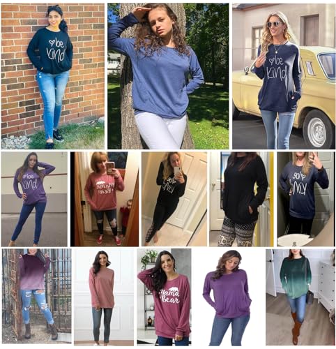 ONLYSHE Womens Crewneck Sweatshirt Casual Loose Fitting Tops Long Sleeve T Shirt