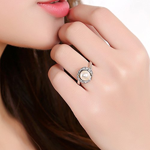 Acefeel Fashion Cocktail Pearl Rings For Women Costume Jewelry Statement Ring R103 Size 7 #TOP3