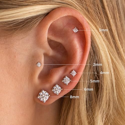 6 Pairs Hypoallergenic Silver Flat Back Earrings for Women - XWO9KDDQ - Image 2