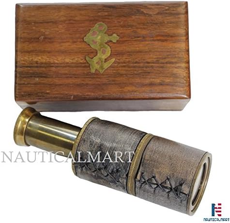 NauticalMart 6" Hand Held Brass Telescope with Wooden Box image 5