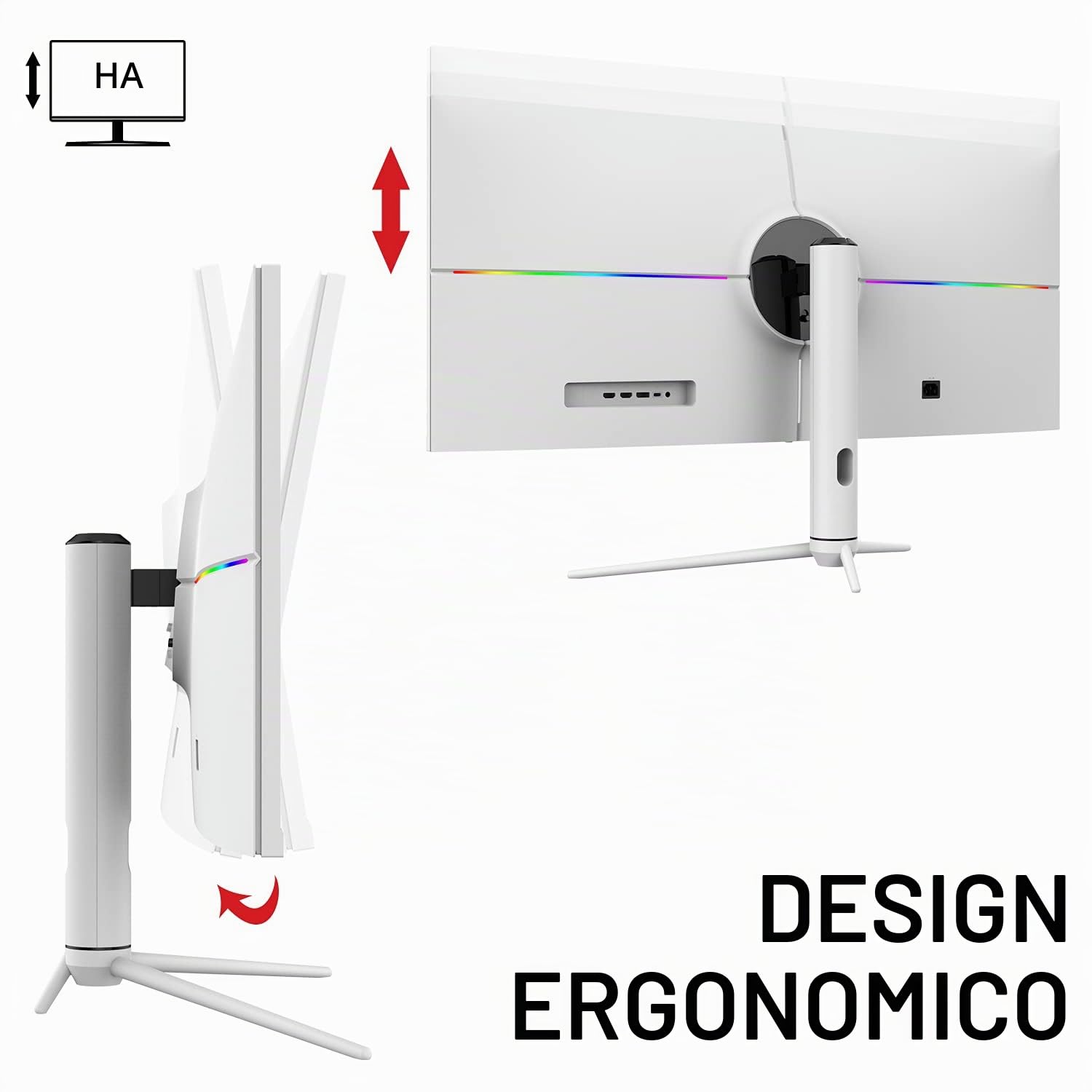 Itek Monitor GGF - 40 pollici, Piatto, Risoluzione 3440x1440 Ultra WQHD, Schermo 21:9, HDR600, Pannello IPS da 144Hz, risp. 1ms, collegamento HDMI e DP, Uscita Audio,luci Led RGB, HUB USB,Type-C