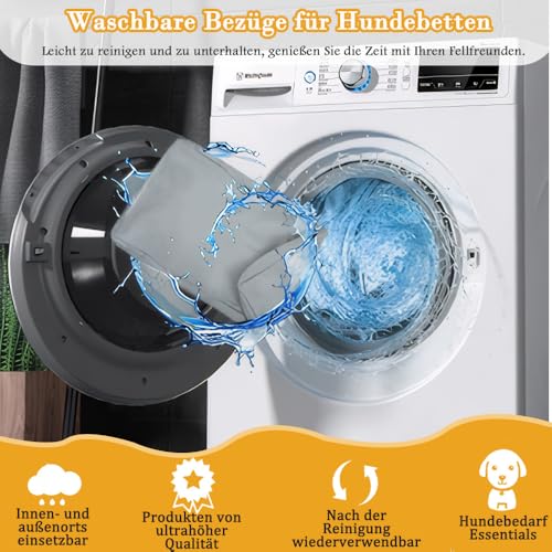 Exquilnova Bezüge für Hundebetten, Ersatz Bezug für Hundebett, Wasserdicht und Abnehmbarer Bezug für Hundekissen mit Reißverschluss für Hundematte Hundematratze Hundesofa, Nur Bezugsdeckel (Grau, M)