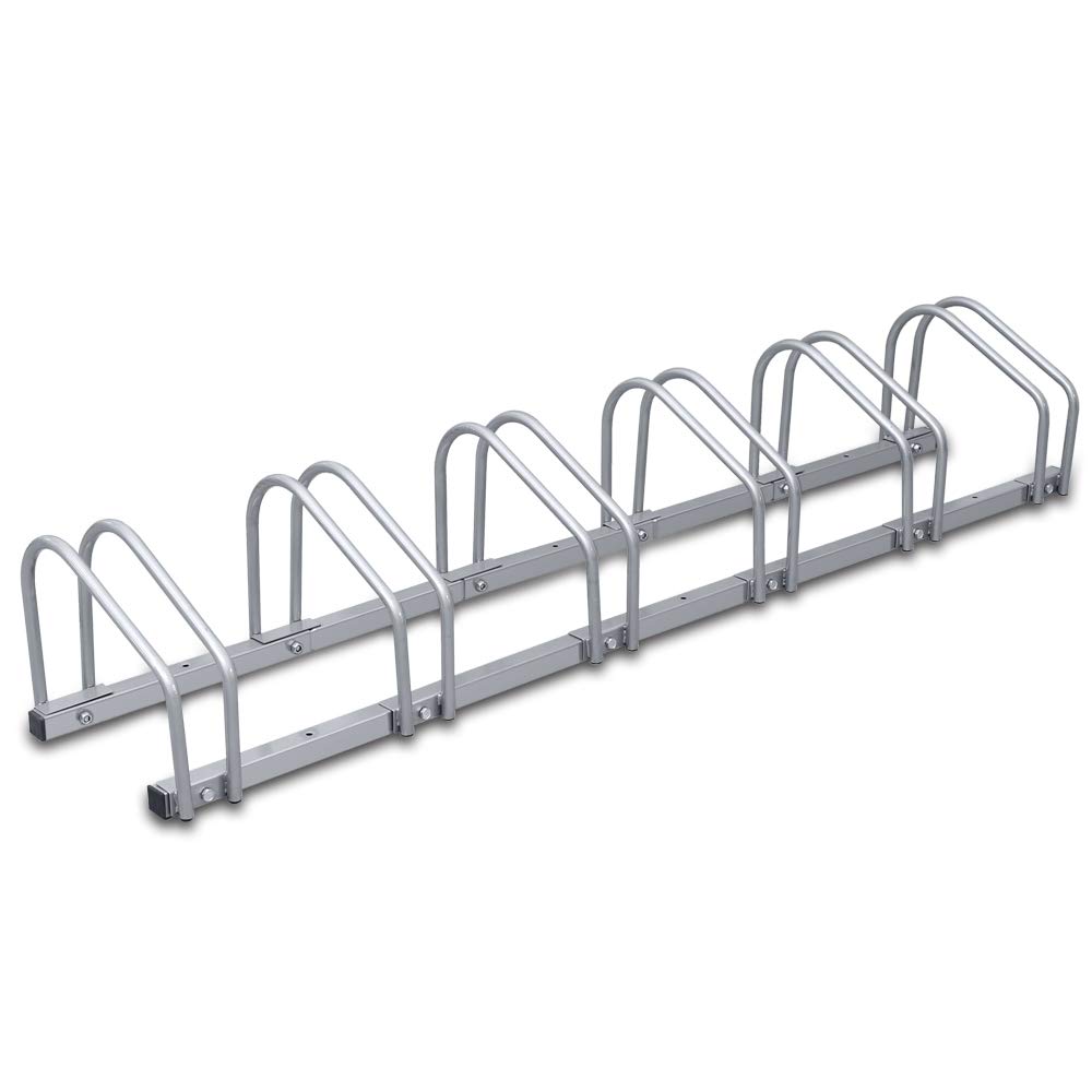 Eulenke Fahrradständer Metall Verzinkt Stahl - fahrradhalter 35-55mm Reifenbreite und 32cm Radabstand - Radständer für 6 Fahrräder - fahrradhalterung Boden- oder Wandmontage - Platzsparend