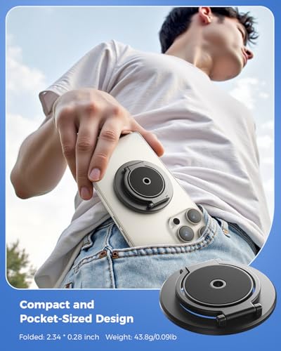 Image of SUPERONE Dual Magnetic Phone Ring Holder, 1 /4 inch Screw Tripod Mount Adapter