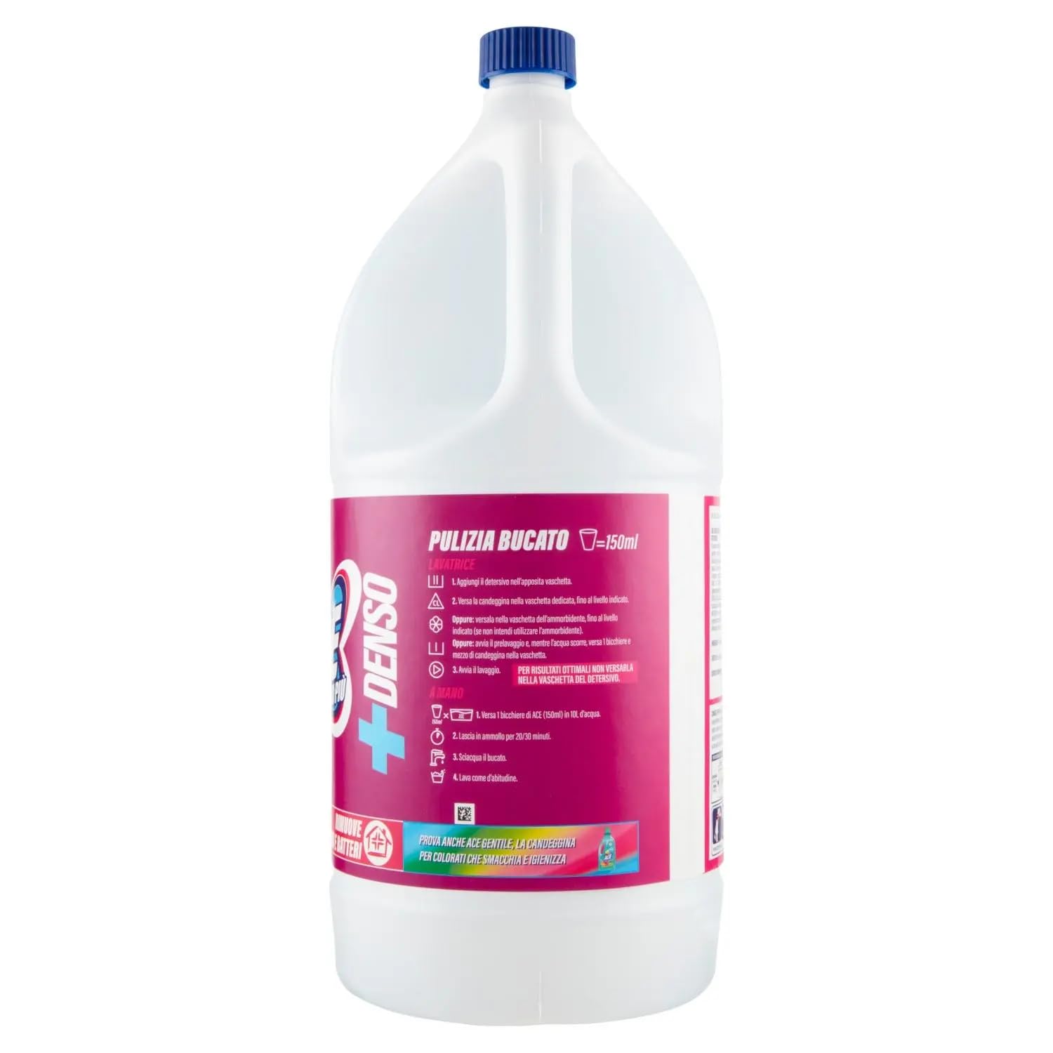 6 candeggina ACE Candeggina Più +DENSA Armonie Floreali – Detergente sbiancante per superfici e bucato 2,5 litri + portachiavi Beni Culinari gratuito