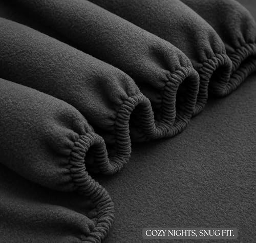 Image of VAS COLLECTIONS Luxury Warm Winter Elastic Fitted Bedsheet with 2 Pillow Covers - Ultra Soft Flannel Velvet Touch, Cozy & Wrinklefree lintfree Size - 78x72+10 Inches (Grey New)