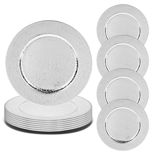 Roncooker 12-Piece Charger Plate Set, Silver Plastic Dinner Chargers 13 Inch for Christmas Thanksgiving Anniversary Home Decor Table Setting (Lucky Silver, 12 PCS) Roncooker 12-Piece Charger Plate Set, Silver Plastic Dinner Chargers 13 Inch for Christmas Thanksgiving Anniversary Home Decor Table Setting (Lucky Silver, 12 PCS)