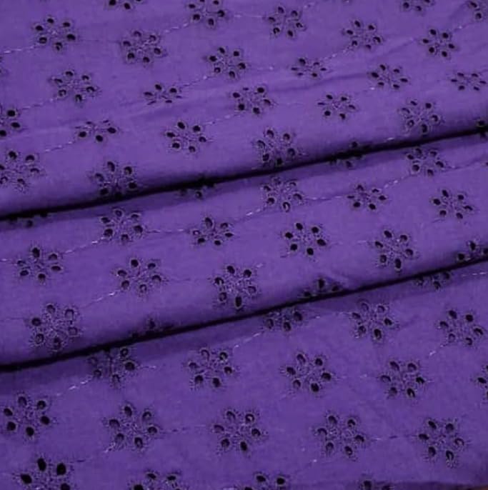 LCX Lightweight Hakoba Cotton Fabric | Embroidered Material for Fashion & Interiors | for All-Purpose Stitching and Designing - Hakoba-02 (Royal Purple, 2.5)-image-42