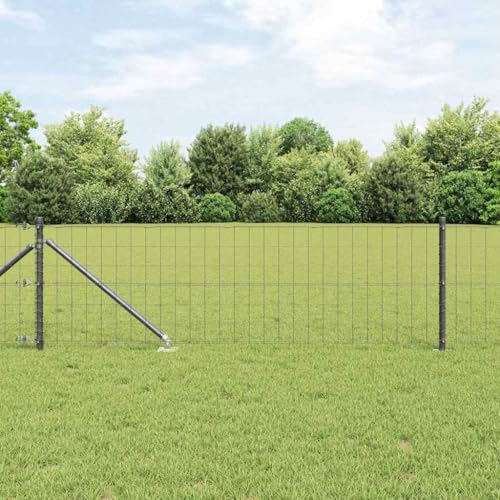 Postes de metal con postes grises 0,8 x 25 m de acero decorativo para el jardín, valla de seguridad