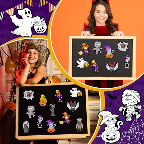 Mootycapa HUD-MOOTYCAPA-0079 36 Pcs Halloween Magnets Decorations Color Your Own Halloween Magnets Decals Pumpkin Witch Fridge Magnets Trick Or Treat Magnetic Stickers For Halloween Home School Refrigerator Decoration thumb #4