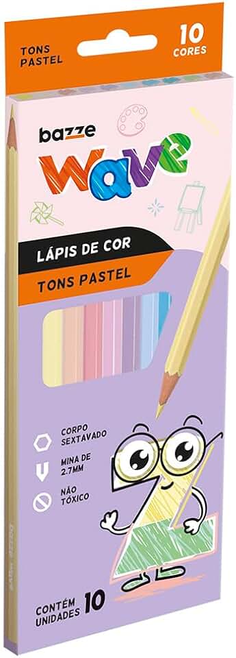 Lapis Cor Bazze Wave Pastel 10 Cores