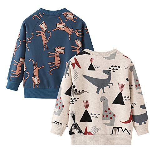 Toddler Boys Crewneck Sweatshirt, Cotton Long-Sleeve Pullover Cartoon Print2