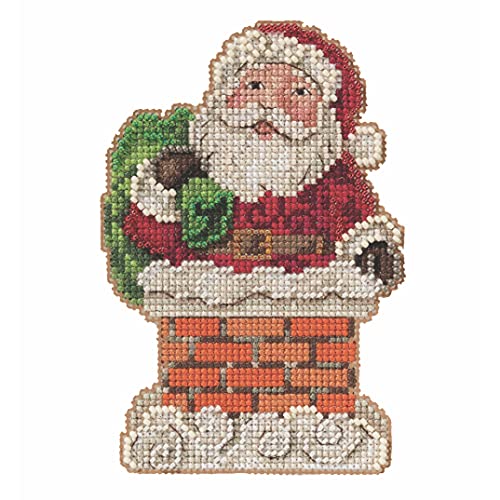 Santa in Chimney Counted Cross Stitch Ornament Kit Mill Hill 2021 Jim Shore JS202112, multi