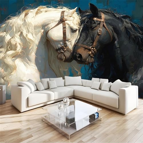 Papel pintado para dormitorio, 200 x 140 cm, papel pintado de tela en blanco y negro con animales 3D, fondo blanco y negro, decoración de pared, grandes murales 3D, decoración del hogar para sala de