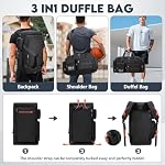 RAINSMORE Gym Bag 55L Large Travel Duffle Bag Men Waterproof Weekender Bag with Shoes Compartment & Wet Pocket Women Sports Bag Carry On Overnight Backpack for Gym Hiking Trip,Black