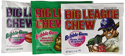 Big League Chew Assorted Bubble Gum,12 Packages, 2.12 Ounce each