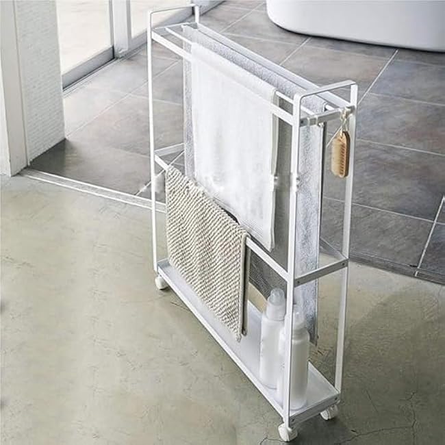 Slim Storage Rack Narrow Storage Cart Towel Rack Rolling Cart Multi-Layer Shelf Organizer for Bathroom Beautiful-eNhOpokr