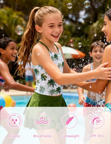 Image of ALISISTER Girls Tankini Swimsuit Two Piece Bathing Suits Summer Beach Swimwear with Shorts for 7-12 Years