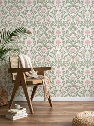 Image of YXTII Floral Wallpaper Peel and Stick 236.2" × 17.3", Pink Contact Paper Self Adhesive Wallpaper for Bedroom Shelf Drawer Liner