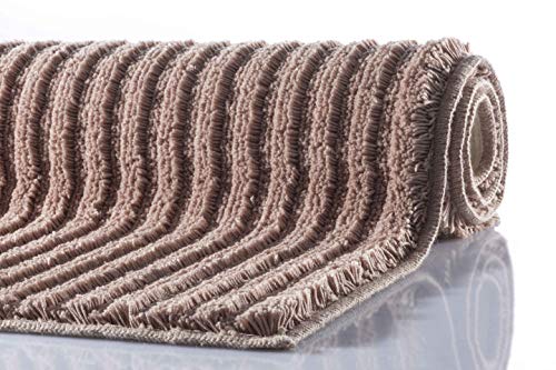 Grund 3D bath rug, ultra soft and absorbent, anti slip, RIFFLE, small mat 50x60 cm, choco cream, Riffle, Choco Cream - Image 3