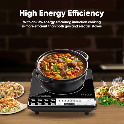 Image of Cadlec CookMaster 2000W Induction Cooktop | 8 Cooking Modes, Auto Shut-Off, Over-Heat Protection, LED Display, BIS Approved, 2-Year Warranty | Black