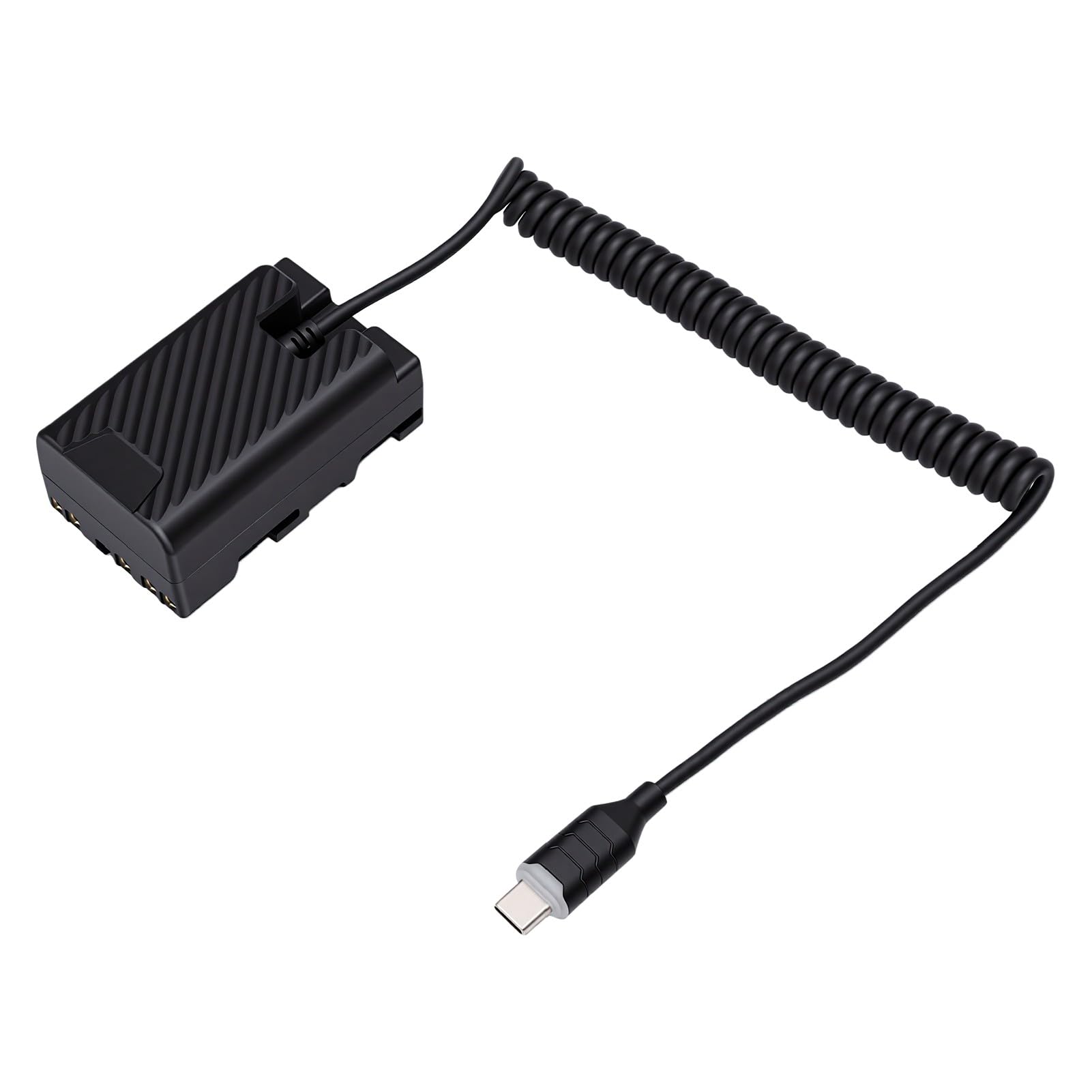 Generic Cavo di Alimentazione Batteria Fittizia Tipo C per Riprese Professionali Adattatore a Spirale 45 W Adatto per Fotocamere BP-U30 30-120 Cm