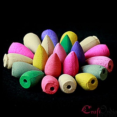 Image of eCraftIndia Backflow Plant Essential Oil and Fragrant Matrix Incense Cone Set (1 cm x 1 cm x 3 cm, IBFCSO30)