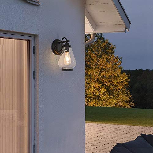 Lumière murale extérieure E27 étanche noire avec globe transparent Turner