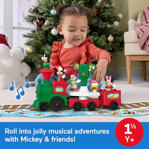 Fisher-Price Little People Disney Jr Musical Christmas Train Toy | Playset & 5 Figures Incl Mickey & Minnie, 45-inch Playmat, Toddlers & Kids Ages 18+ Months (Amazon Exclusive) - image 2