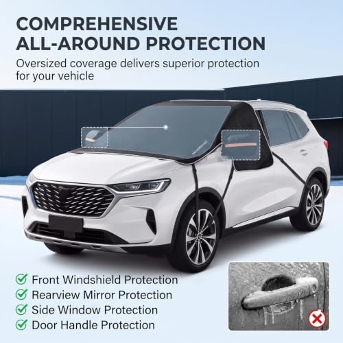 Image of NEVERLAND Car Windshield Cover for Ice and Snow, Windshield Snow Cover
