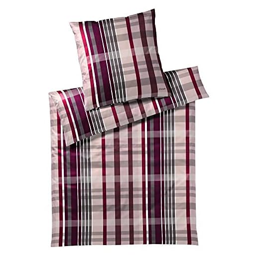 Joop! Mako-satin sängkläder uppsättning kontroll färg ros storlek 200 x 220 + 2 x 80 x 80 cm rutig