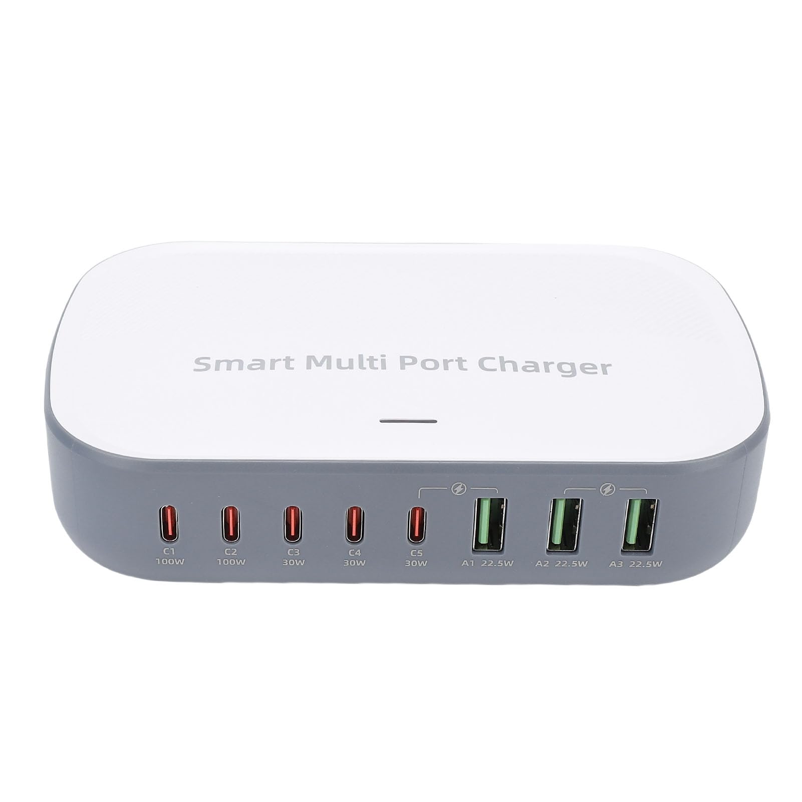 Ładowarka Biurkowa 200 W, 8-portowa Stacja Szybkiego ładowania USB z PD 100 W, Wieloportowa ładowarka USB C do Telefonu, Laptopa, Tabletu, Inteligentna Alokacja Mocy, (wtyczka UE)