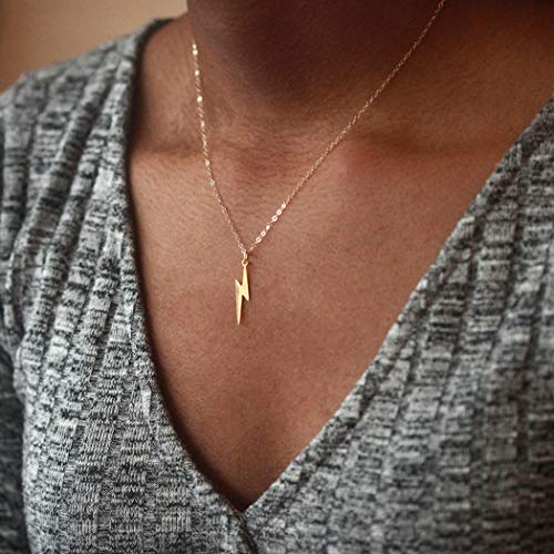Artmiss Lightning Bolt Pendant Necklace Women Simple Charm Bar Choker Chain Jewelry for Girls (Gold)