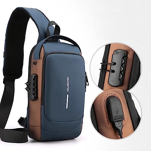 Image of ARURA (LABEL) Multifunction Anti-theft Shoulder Bag Crossbody Bag Travel Sling Bag with USB Port and Code Lock Messenger Backpack Chest Bag for Male Female