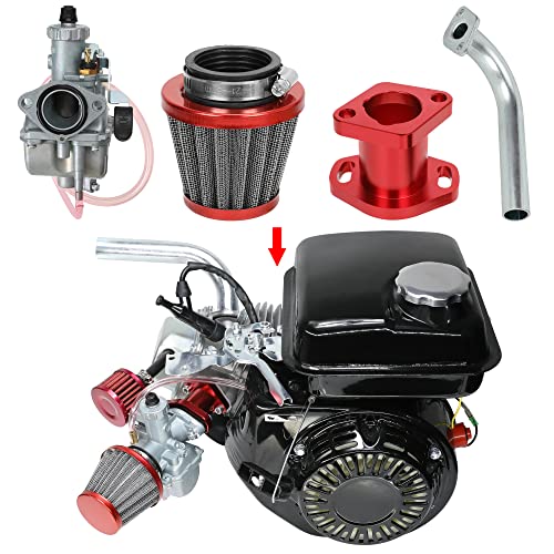 Grehua Vm22 Carburetor Carb Performance Intake Manifold 38Mm Air Filter Exhaust Pipe Kit For Freight Predator 212Cc Gx200 6.5Hp Go Kart Engine 196Cc Ct200U Kt196 Baja Mb200 Moto Mini Bike Parts #TOP7