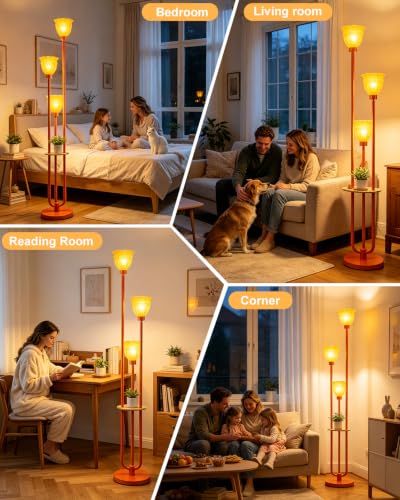Image of Lightdot Globe Floor Lamp with LED Bulbs Included, Dimmable Floor Lamps,Unique Modern Standing Tall Lamp for Bedroom Living Room /Sofa Beside /Corner Decor-Gold