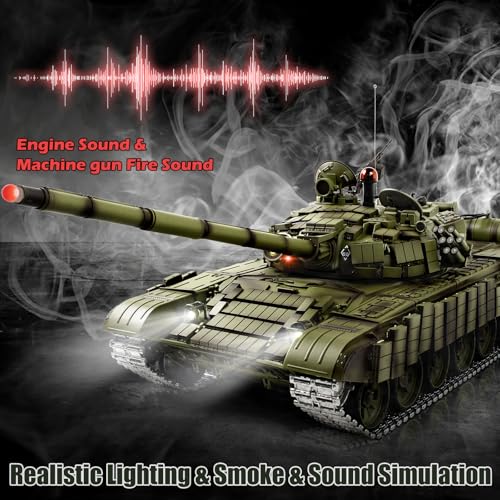 Image of 1 /16 RC Tank, Heng Long Soviet Union T-72 model Army Toy with Smoke, Sound, Light, 2.4G Remote Control Tank That Shoot with Upgraded Metal Track, Idler and Sprocket Wheel, Steel Gearbox, Two Batteries
