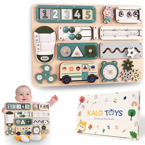 Image of KALOTOYS Large Montessori Busy Board for Baby & Toddlers 1-3 — 17-Inch Wooden Sensory Activity Board — Fine Motor Skills & Early Learning Educational Toy for 1 2 3 Year Old, Travel Friendly & Safe