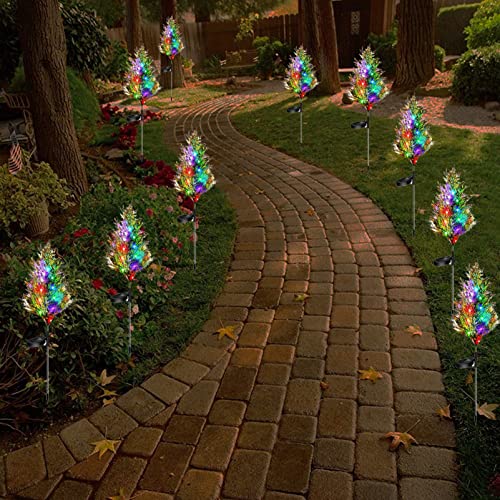 Xugenxes 2Pcs Solar Garden Christmas Tree Stake Lights,Solar Power Decoration Light Outdoor Waterproof,Xmas Pathway Led Stake Lights For Patio Yard Deck Walkway Solar Christmas Decor #TOP3