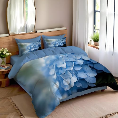 Housse de couette 260x240 microfibre douce motif hortensia - 4