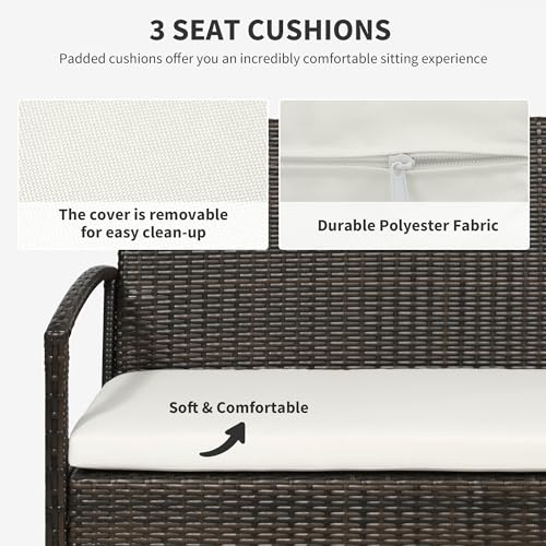 Outsunny US863-028BN0131 Patio Furniture Set, 4 Piece Indoor Outdoor Pe Wicker Conversation Set thumb #6