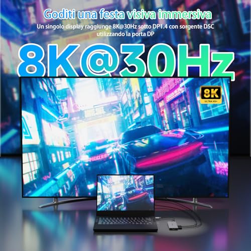 WAVLINK Stazione docking per computer portatili, Displayport Docking Station con doppio DP, HDMI, 100W PD IN, 10Gbps USB A/C, porta Ethernet 2.5G per Dell/HP/Lenovo ecc, solo computer Windows Systerm - Immagine 3